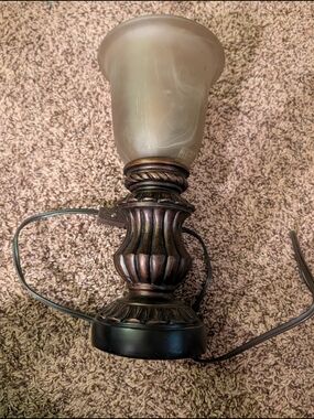 Classic Bronze Table Lamp with Frosted Glass Shade - Unbranded